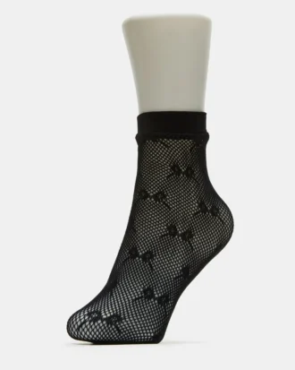 2er-Pack Füßkettchen-Socken mit Schleife, schwarz
