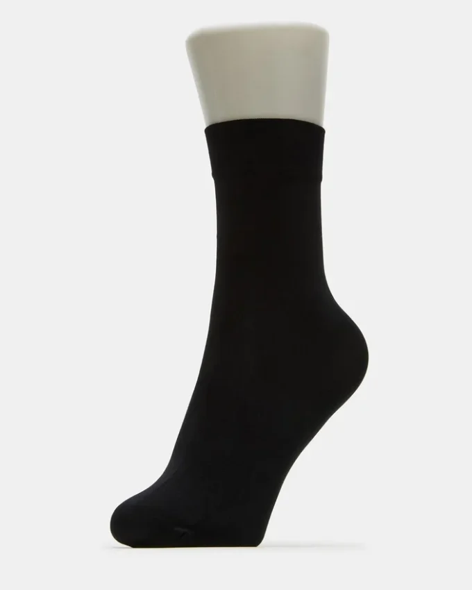 2er-Pack Füßkettchen-Socken mit Schleife, schwarz