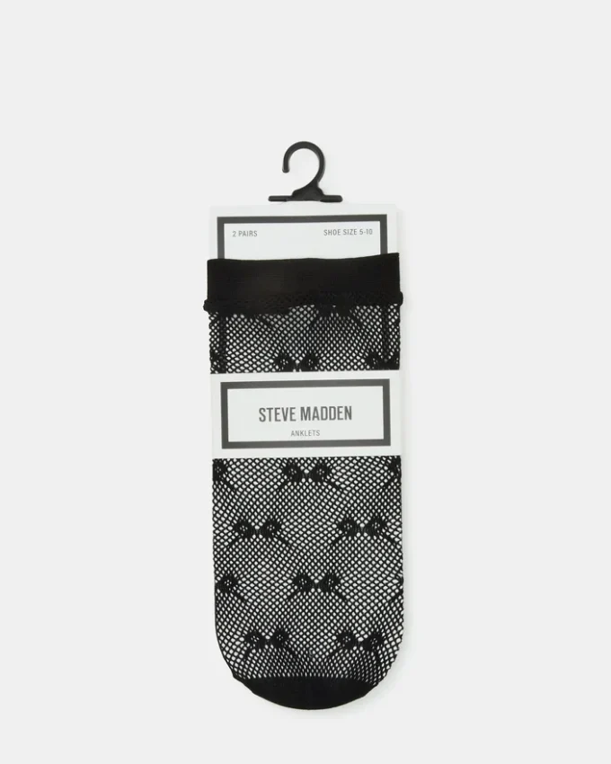 2er-Pack Füßkettchen-Socken mit Schleife, schwarz