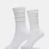 2er-Pack gerippte Slouch-Socken in Weiß