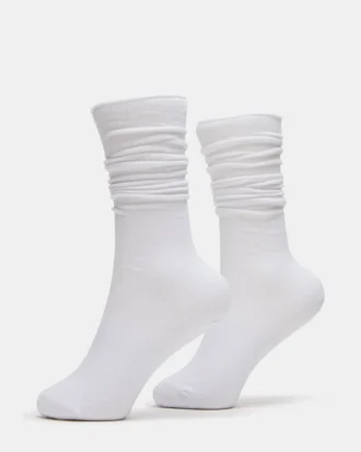 2er-Pack gerippte Slouch-Socken in Weiß