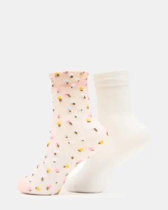 2er-Pack Tüllsocken „Wildflower“ in Blush