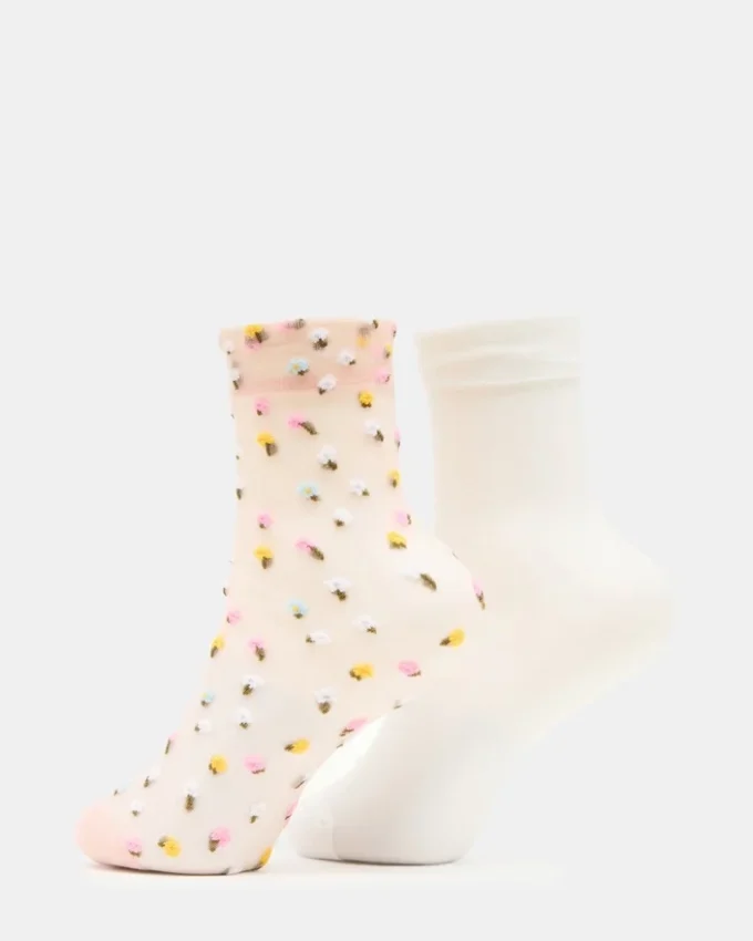 2er-Pack Tüllsocken „Wildflower“ in Blush