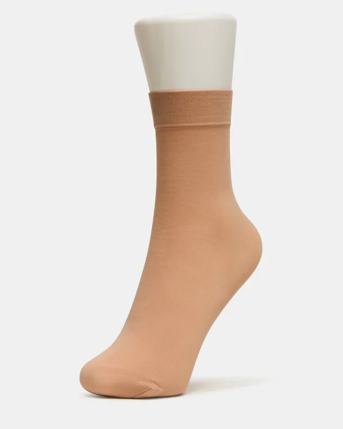 2er-Pack transparente Füßlingssocken mit Blumenmuster in Vanille