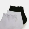 3er-Pack Emma Lettuce Edge Socken Weiß/Schwarz