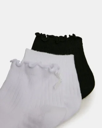 3er-Pack Emma Lettuce Edge Socken Weiß/Schwarz