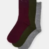 3er-Pack Folly Velvet Bow Rib Crew Socken Cherry