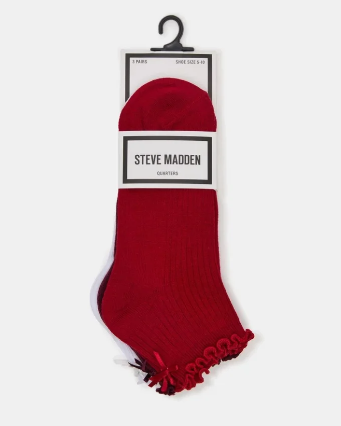 3er-Pack Melody-Socken mit Rüschenrand und Schleife, rot/bunt 3er-Pack Melody-Socken mit Rüschenrand und Schleife, rot/bunt