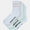 5er-Pack gestreifte Socken, weiß, mehrfarbig
