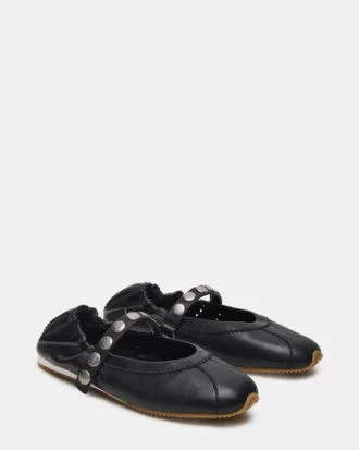 Anaya Schwarze Leder-Nieten