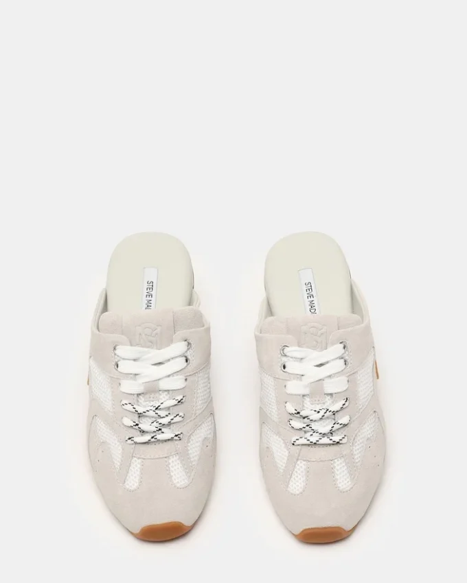 Aziel Mule aus weißem Wildleder