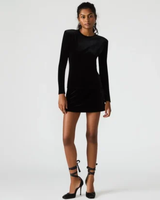 Cindi Samt-Skort Schwarz