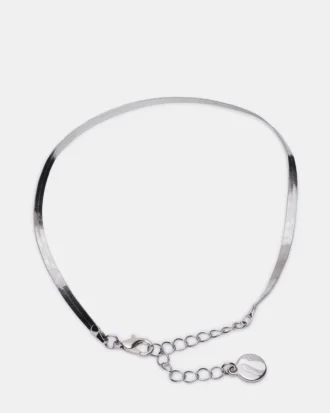 Fischgrätenkette-Fußkettchen-Set Silber