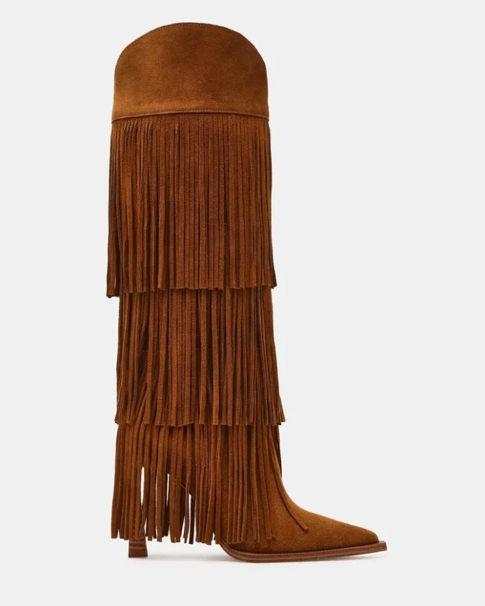 Kinzee Fringe Chestnut Suede