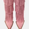 Kinzee Fringe Pink Suede