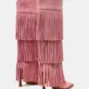Kinzee Fringe Pink Suede