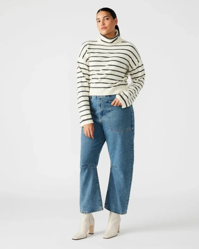 Narsha-Pullover Weiß/Schwarz