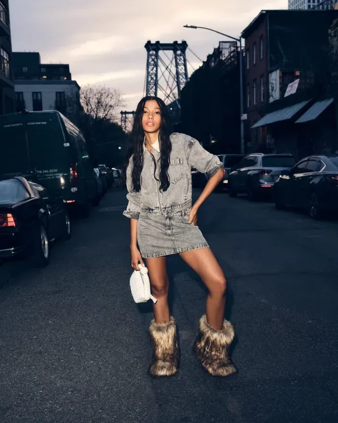 Abaco-Jeansrock Hellgrau