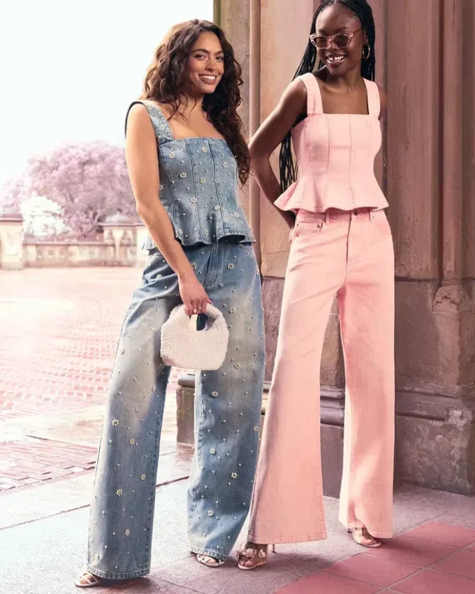 Penelopi Denim-Top in Rosa