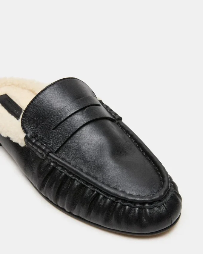 Rafe Kunstfell Schwarzes Leder