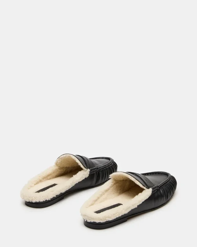 Rafe Kunstfell Schwarzes Leder