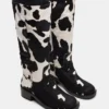 Riggs Black Cow Print Wide Calf
