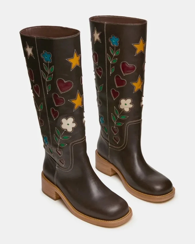 Riggs Floral Brown Leather