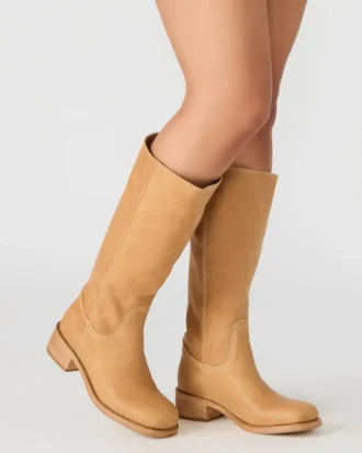 Riggs Banana Leder-Stiefel mit weitem Schaft