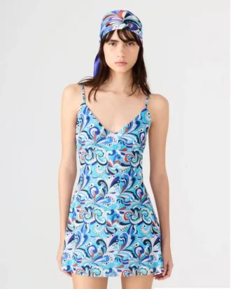 Sheila-Kleid in Teal mit Paisley-Muster