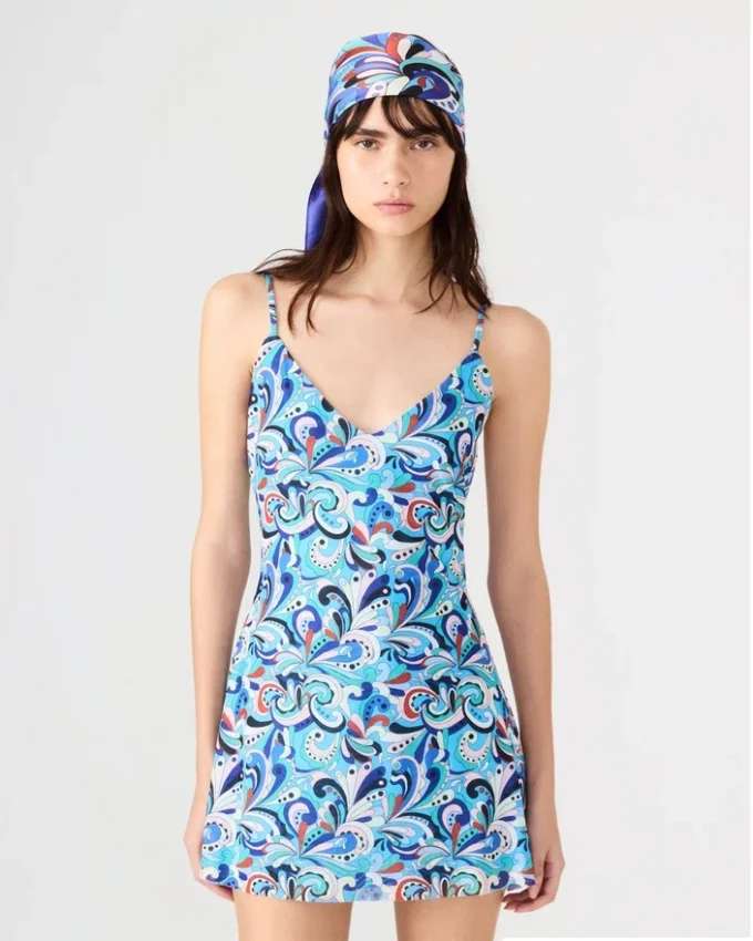 Sheila-Kleid in Teal mit Paisley-Muster Sheila-Kleid in Teal mit Paisley-Muster