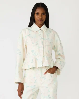 Sloan-Blumenjacke in Pfirsichbeige