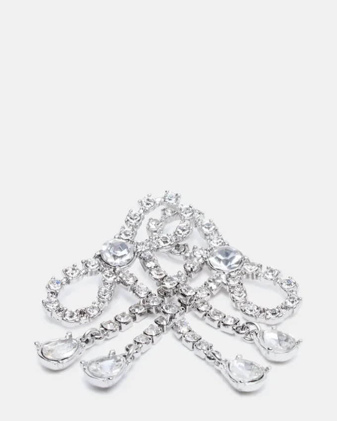 Strass-Schleifen-Ohrringe in Silber