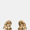 Strukturierte Herz-Ohrstecker in Gold