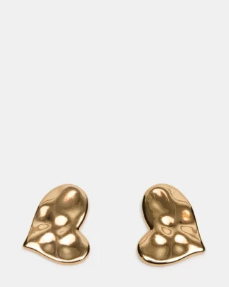 Strukturierte Herz-Ohrstecker in Gold