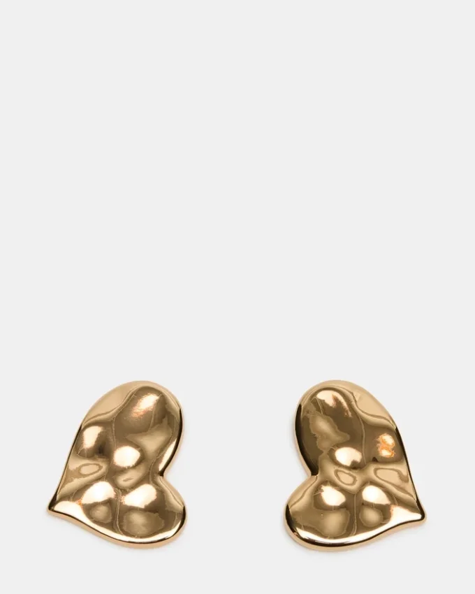Strukturierte Herz-Ohrstecker in Gold