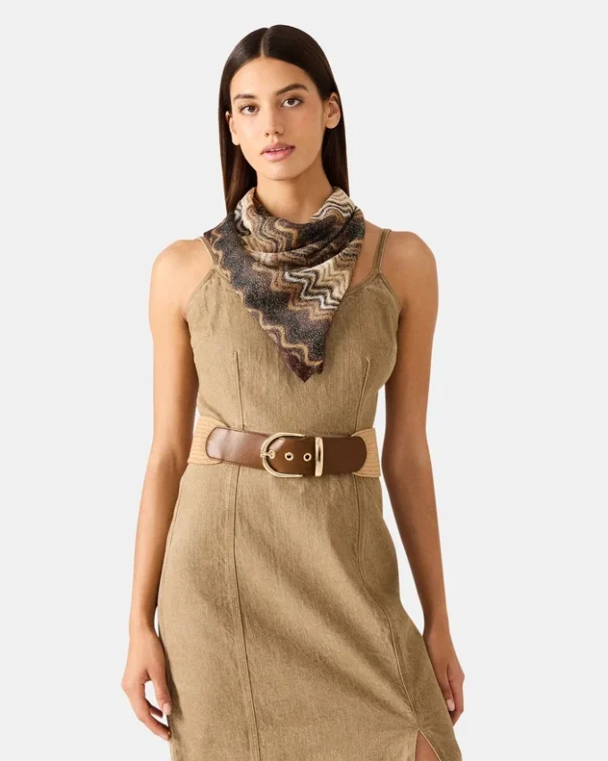 Wavy Shimmer Square Scarf Neutral Wavy Shimmer Square Scarf Neutral