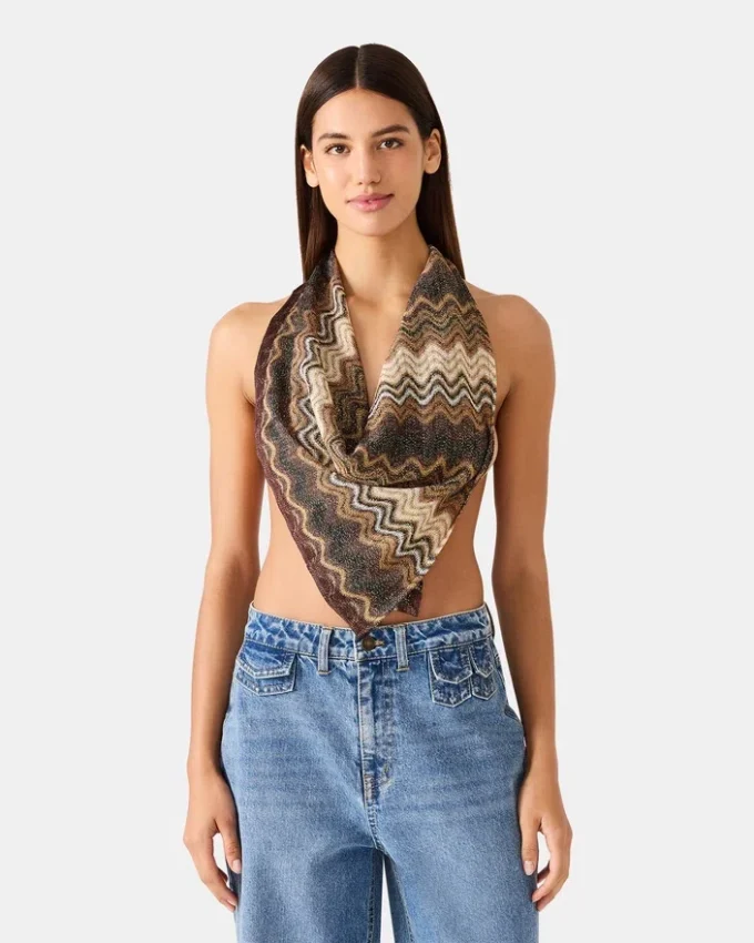 Wavy Shimmer Square Scarf Neutral Wavy Shimmer Square Scarf Neutral