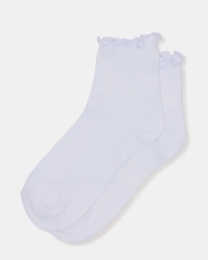 Weiße Socken mit Blattrand
