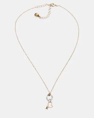 Zweifarbige Halskette mit Herz-Anhänger