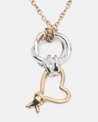 Zweifarbige Halskette mit Herz-Anhänger